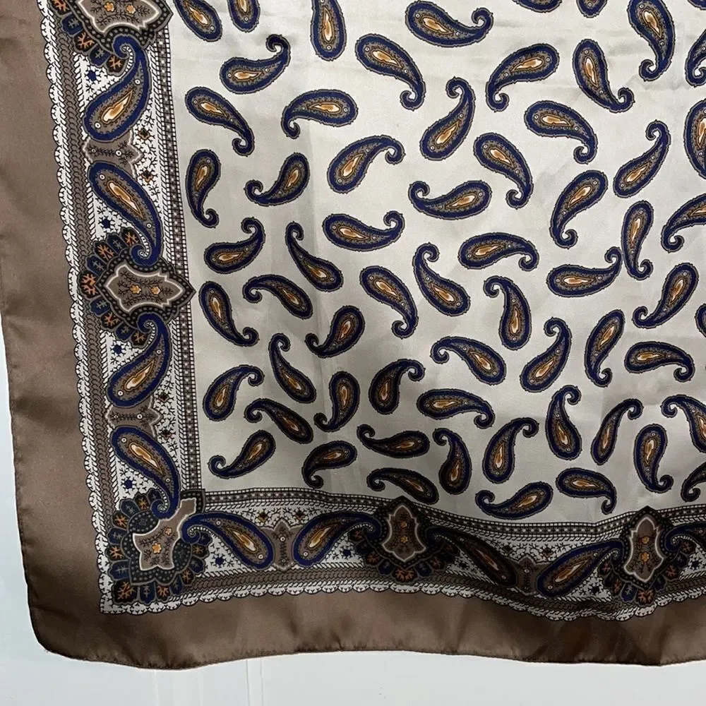 Vtg 70s Herman Pecker & Co polyester‎ paisley large square scarf